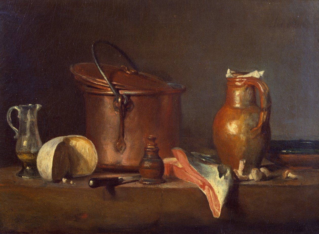 Asetelma lohen kanssa, n. 1730 tekijältä Jean Baptiste Simeon Chardin