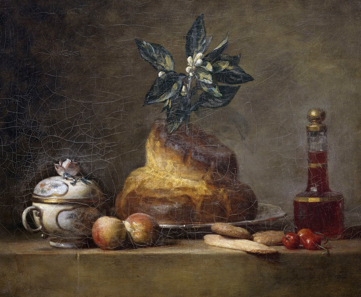 Asetelma briossin kanssa tekijältä Jean Baptiste Simeon Chardin