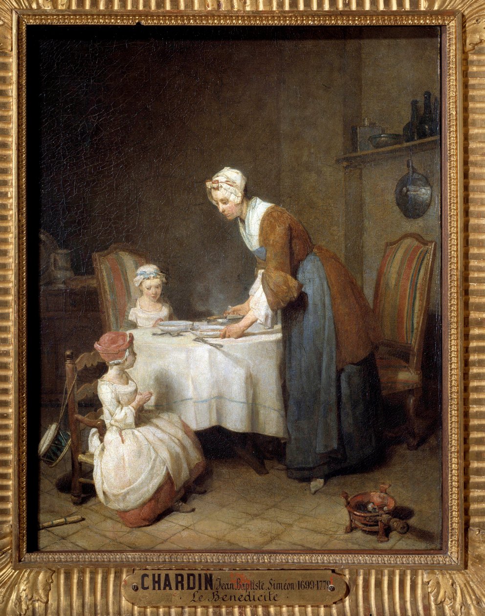 Jean Baptiste Simeon Chardinin (1699-1779) Benedicite-maalaus Sun. 0,49x0,41 m tekijältä Jean Baptiste Simeon Chardin