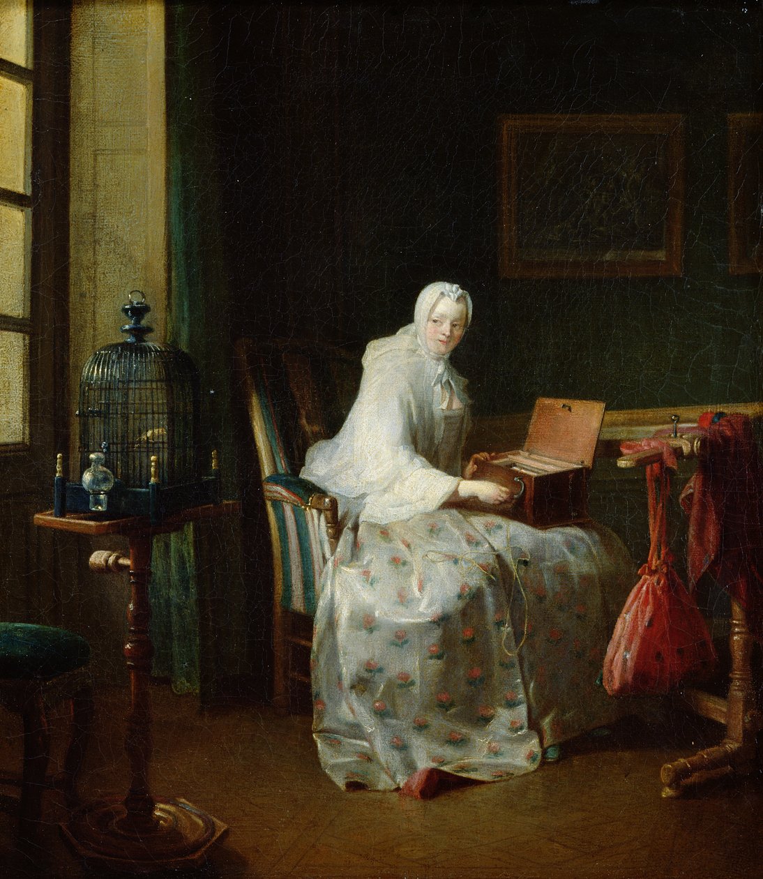 Lintuurut eli Nainen vaihtelemassa nautintojaan, 1751 tekijältä Jean Baptiste Simeon Chardin