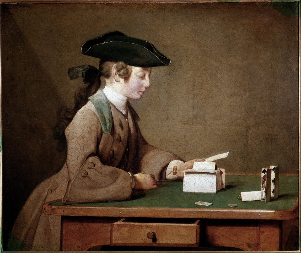 The House of Cards (öljy kankaalle tekijältä Jean Baptiste Simeon Chardin