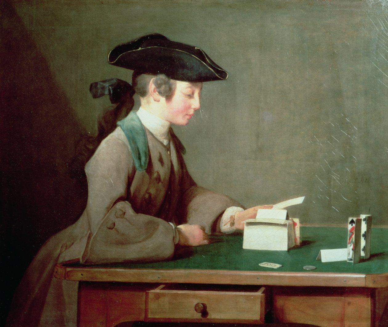 The House of Cards, n. 1736-1737 tekijältä Jean Baptiste Simeon Chardin