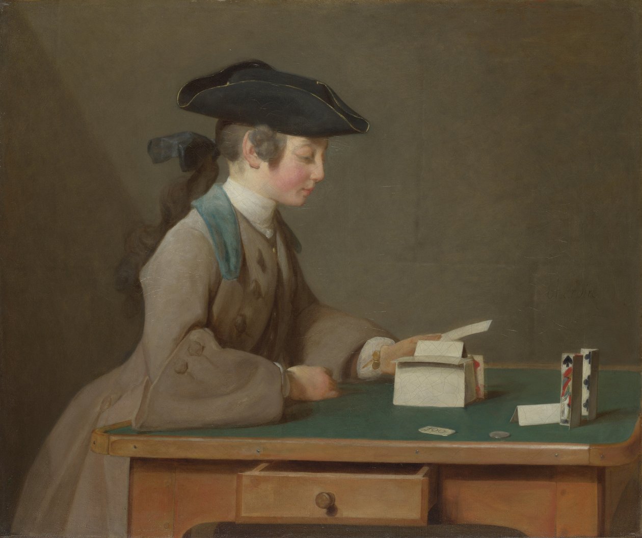 The House of Cards, c. 1736 tekijältä Jean Baptiste Simeon Chardin