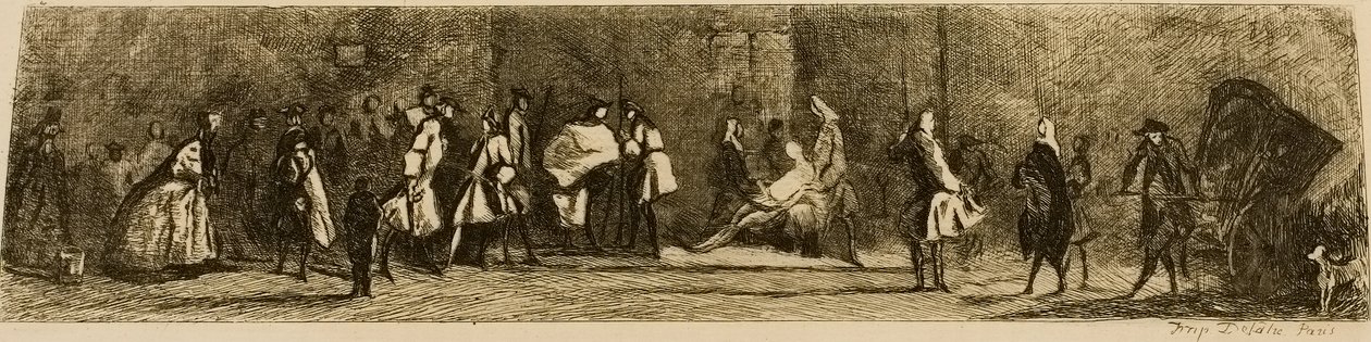 Kirurgi-parturin kyltti, kaiverrus Jules de Goncourt tekijältä Jean Baptiste Simeon Chardin