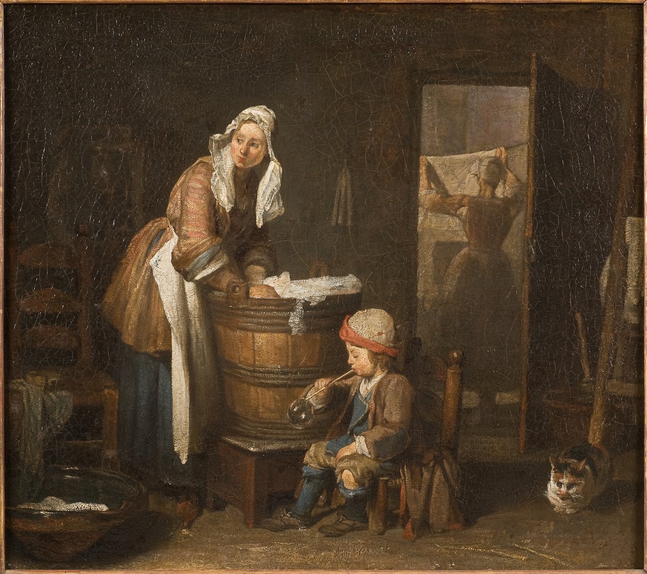 The Washerwoman (öljy kankaalle) tekijältä Jean Baptiste Simeon Chardin