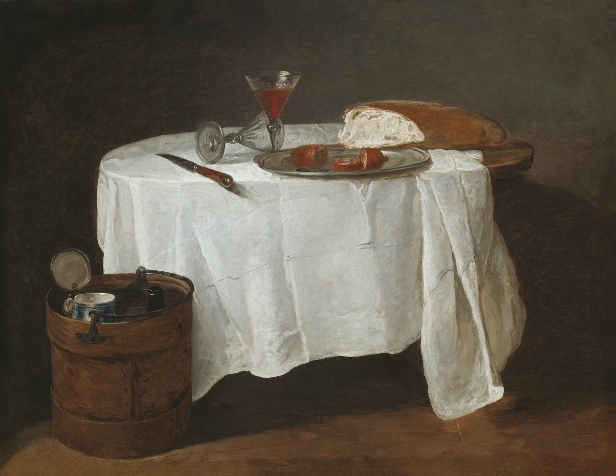 Valkoinen pöytäliina tekijältä Jean Baptiste Simeon Chardin