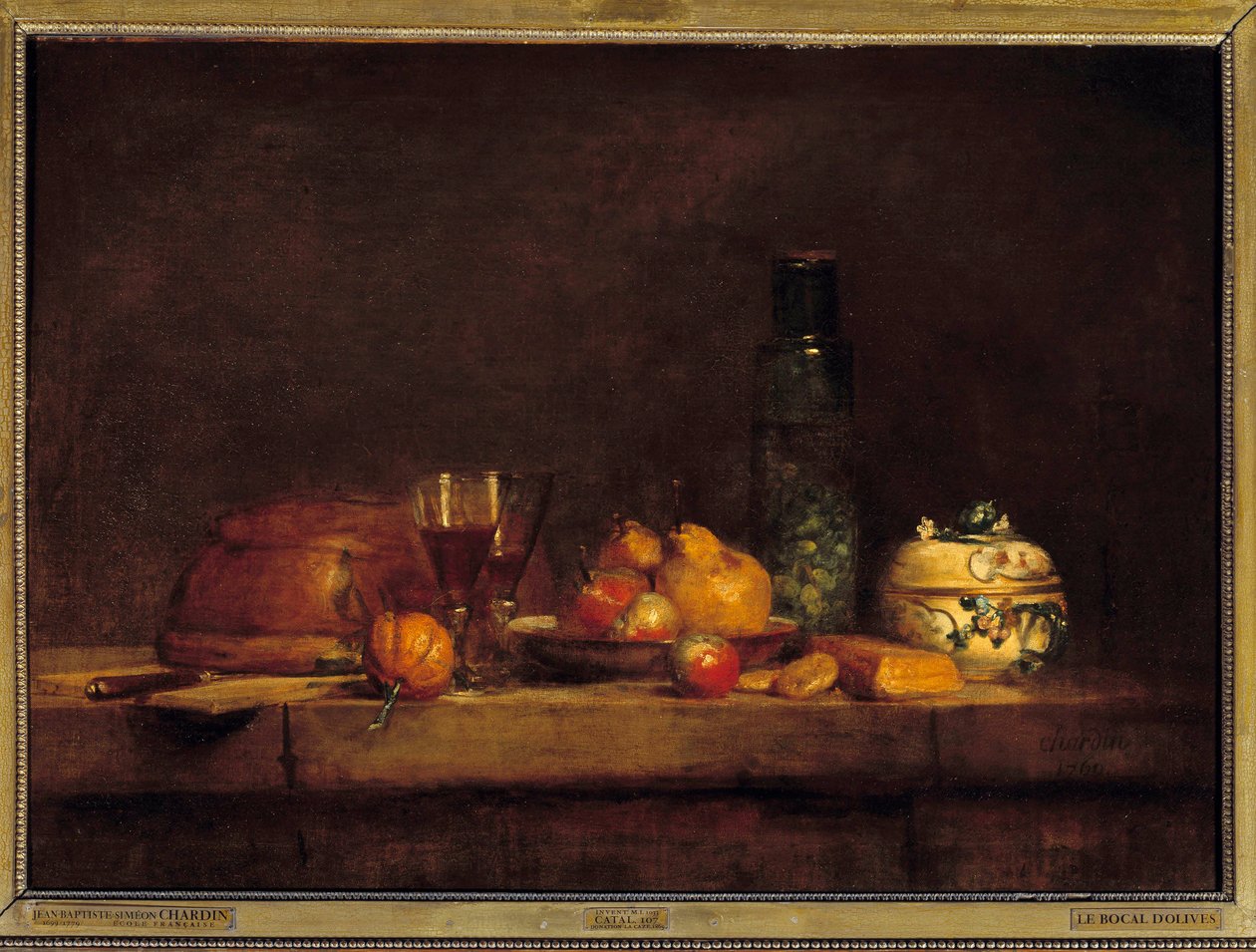 Purkki oliiveja. Jean Simeon Chardinin (1699-1779) maalaus tekijältä Jean Baptiste Simeon Chardin