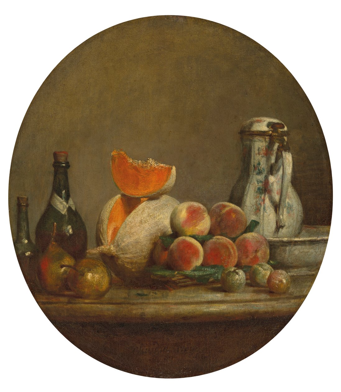 Ranskalainen:  Le Melon entamé Viipaloitu meloni tekijältä Jean Baptiste Simeon Chardin