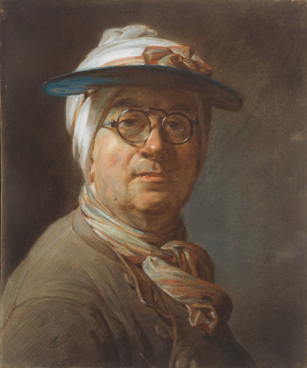 Omakuva visiirin kanssa tekijältä Jean Baptiste Simeon Chardin
