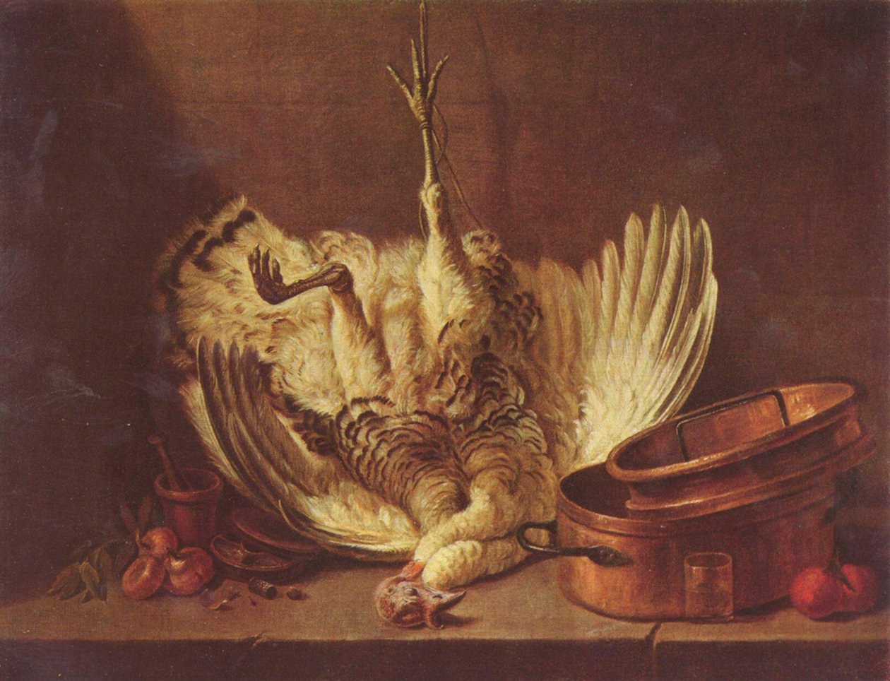 Asetelma, jossa on roikkuva kalkkuna tekijältä Jean Baptiste Simeon Chardin