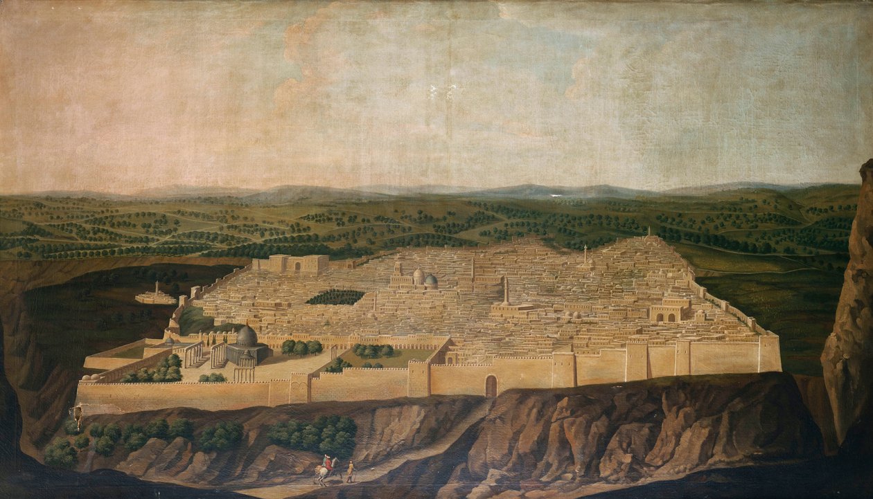 Panoraamanäkymä Jerusalemiin tekijältä Jean Baptiste Vanmour