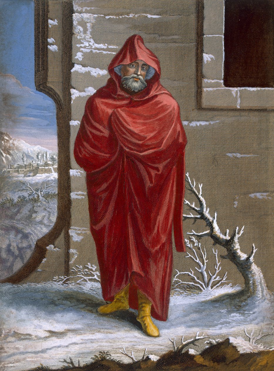 Turkkilainen talvivaatteissa, levy 41 Charles de Ferriolin kokoelmasta "Sata vedosta, jotka edustavat Levantin eri kansakuntia", kaiverrus Jean-Baptiste Haussard (fl.1679-1749), 1 tekijältä Jean Baptiste Vanmour