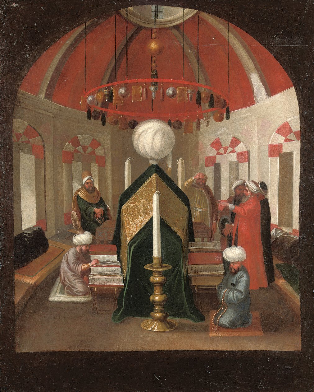 Turkkilainen mausoleumi hahmoineen sulttaanin haudalla tekijältä Jean Baptiste Vanmour