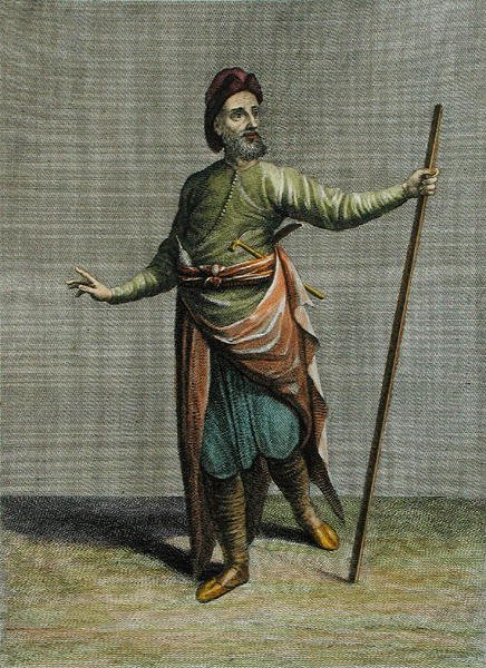 Armenialainen arkkitehti, levy 88 kokoelmasta "Collection of Cent Estampes, jotka edustavat Levantin eri kansoja, piirretty maalauksille luonnosta..." tekijältä Jean Baptiste Vanmour