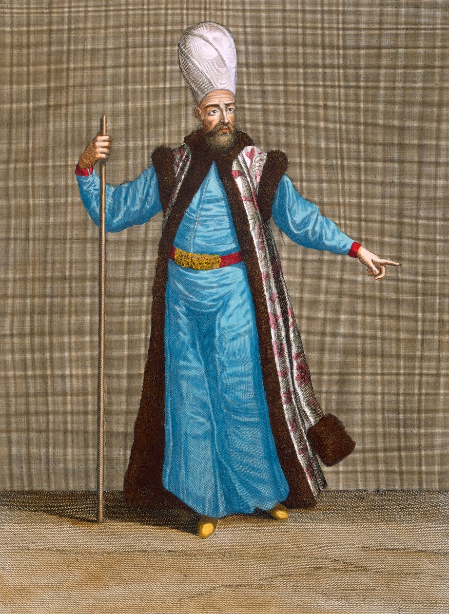 Capidgi-Bachi, levy 15 Charles de Ferriolin kokoelmasta "Sata vedosta, jotka edustavat Levantin eri kansoja", kaiverrus Gerard Scotin (1671-1716), 1707-08 (värillinen kaiverrus) tekijältä Jean Baptiste Vanmour