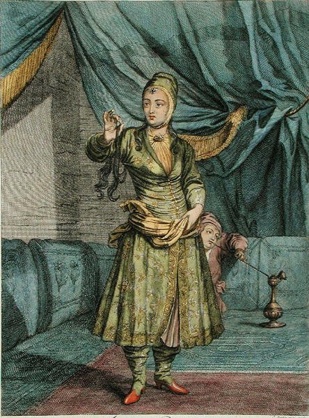 Persialainen nainen, levy 91 kokoelmasta "Sata vedosta, jotka edustavat Levantin eri kansakuntia, piirretty maalauksille luonnosta..." tekijältä Jean Baptiste Vanmour