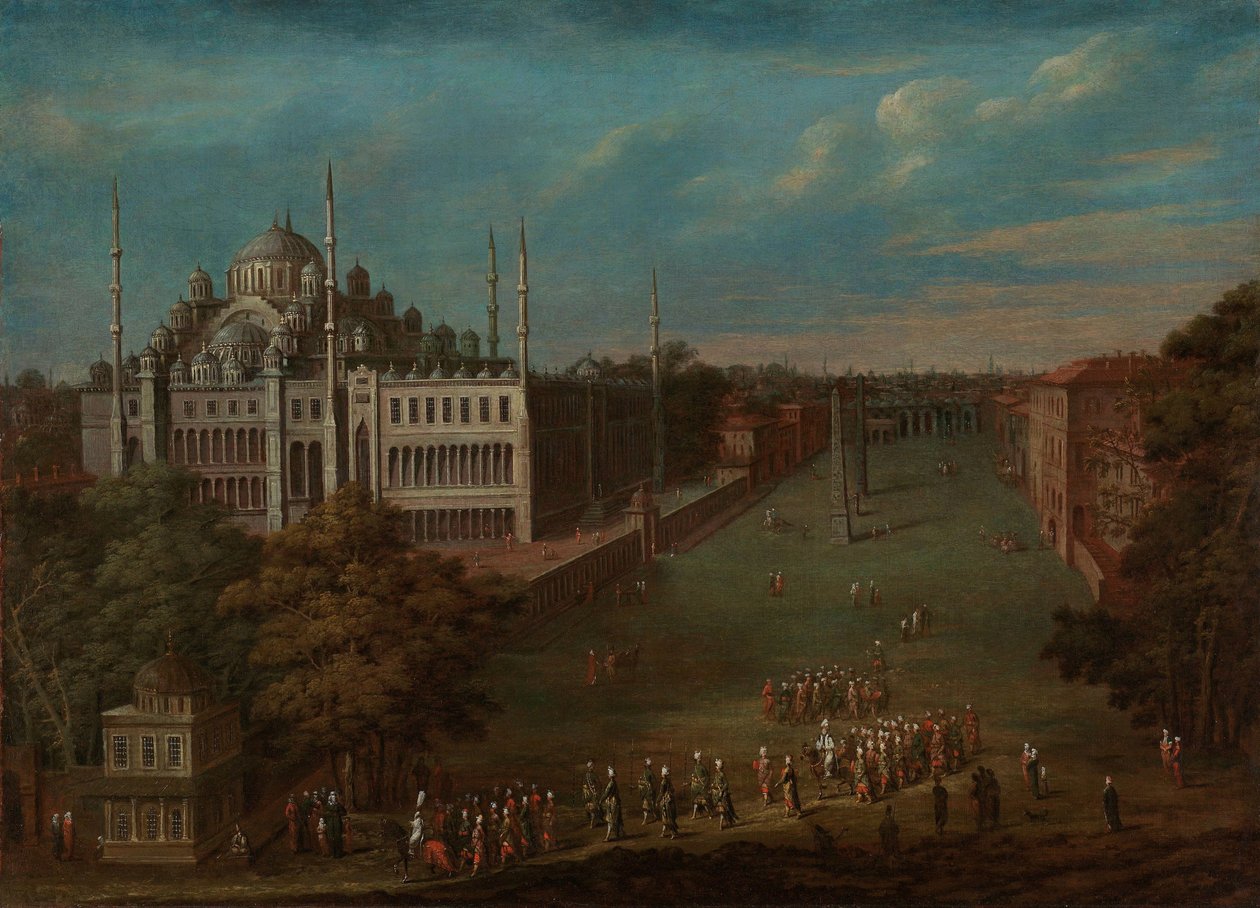 Suurvisiiri ylittää Atmeydanın (Hevosaukio) Suurvisiiri ylittää Atmeydanın (hippodromin) tekijältä Jean Baptiste Vanmour