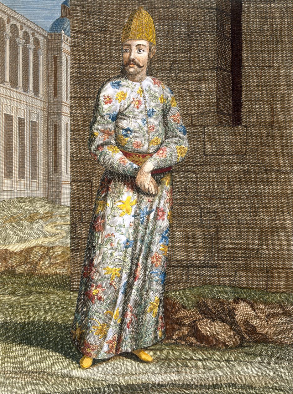 Ich-Oglan, levy 8 Charles de Ferriolin kokoelmasta Sata vedosta, jotka edustavat Levantin eri kansakuntia, kaiverrus Gerard Scotin (1671-1716), 1707-08 (värinen kaiverrus) tekijältä Jean Baptiste Vanmour