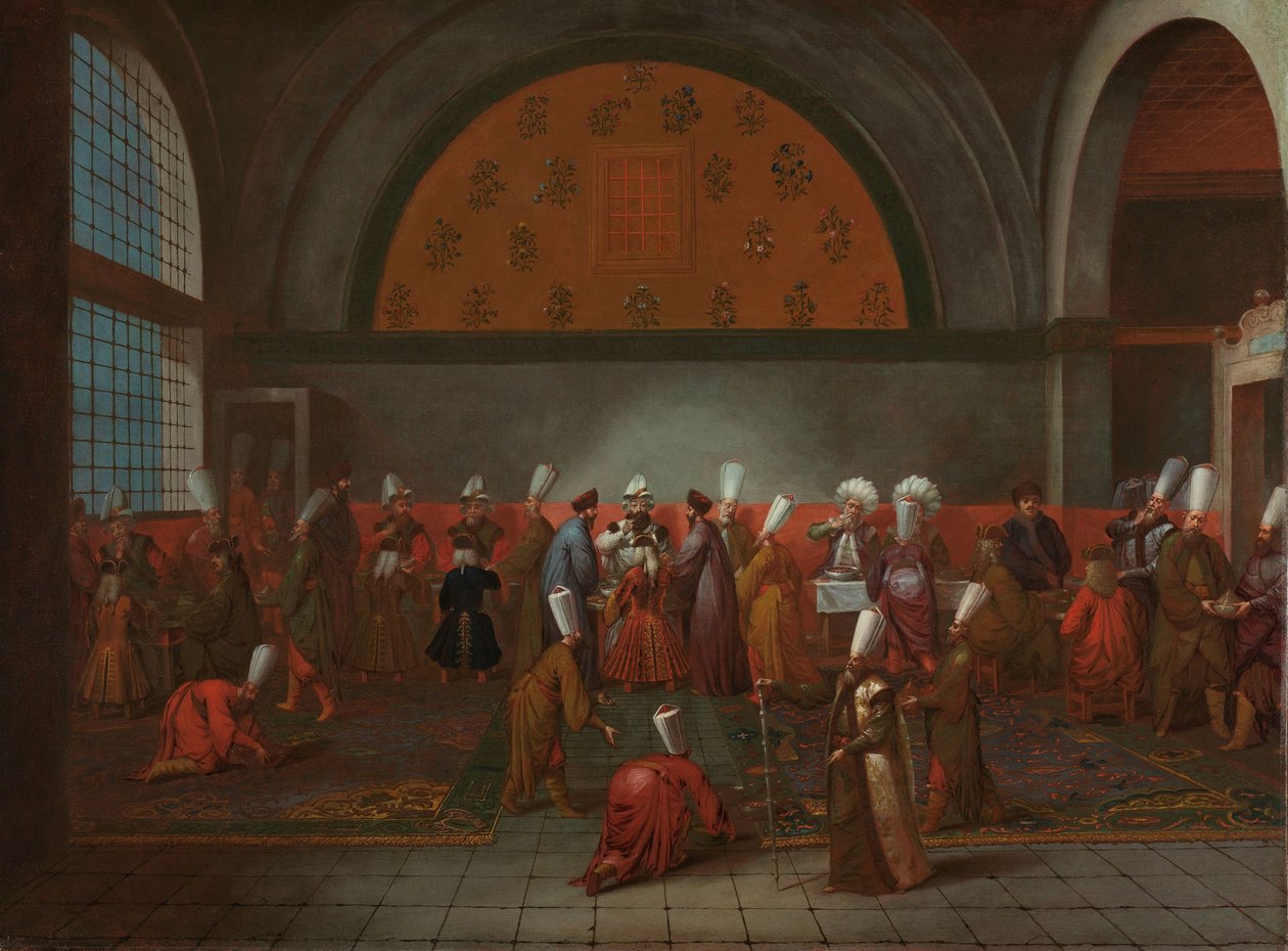Ateria suurlähettiläs Cornelis Calkoenin kunniaksi Ateria, jonka suurvisiiri antoi suurlähettiläs Cornelis Calkoenille sulttaani Ahmed III:n nimissä, 14. syyskuuta 1727 tekijältä Jean Baptiste Vanmour