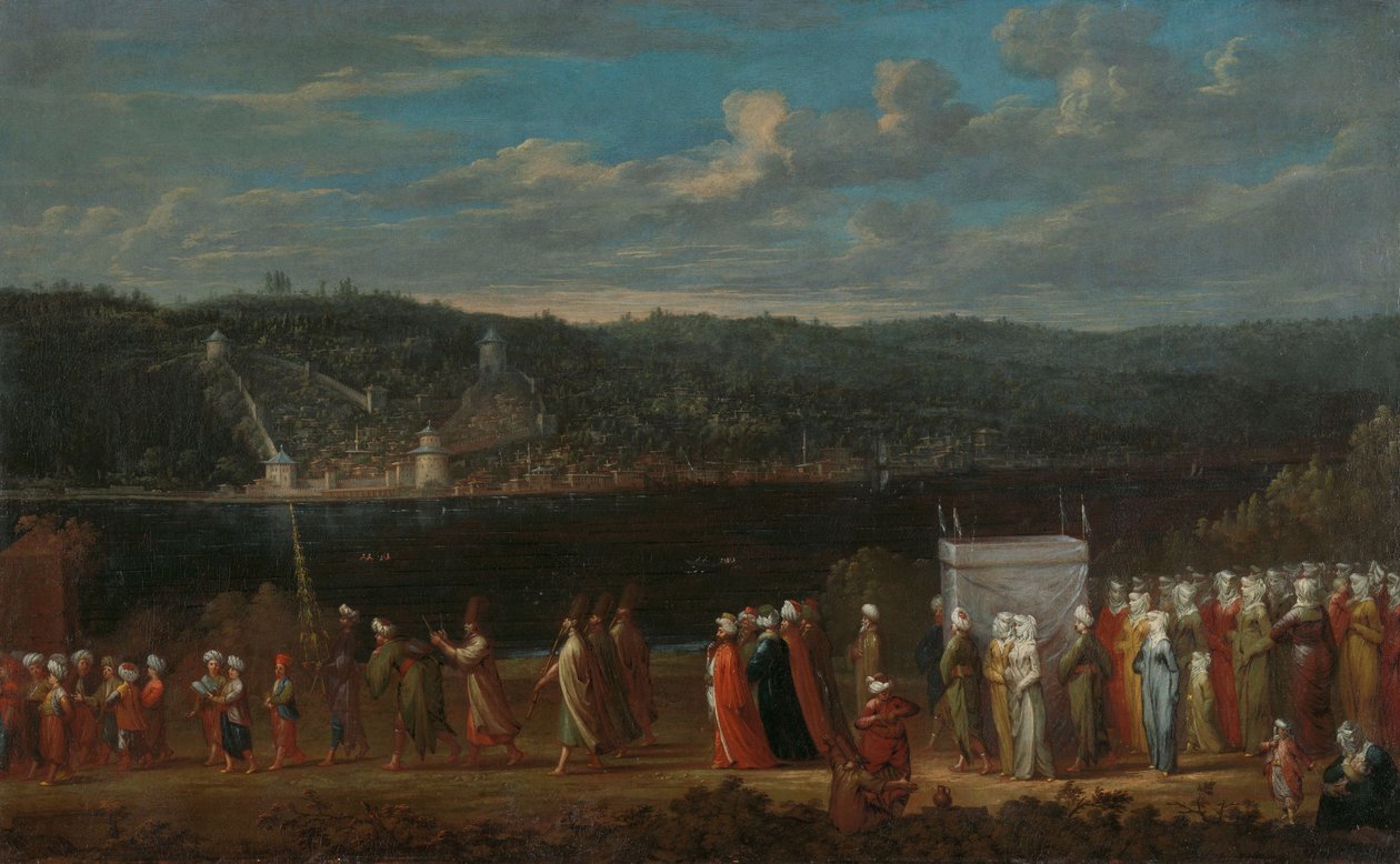 Hääkulkue Bosporilla, noin 1720-37. tekijältä Jean Baptiste Vanmour