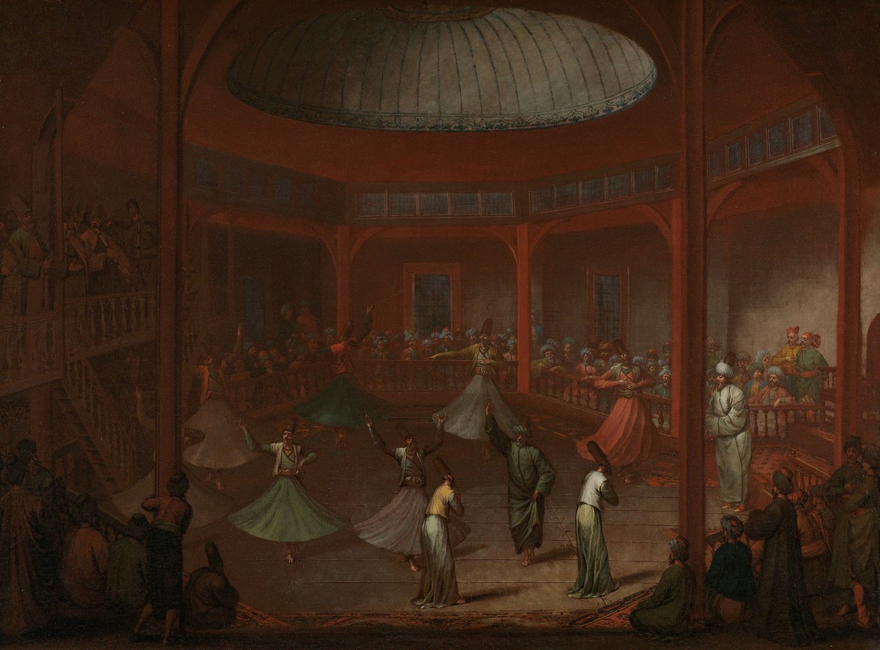 Pyöriviä dervissejä, noin 1730 tekijältä Jean Baptiste Vanmour