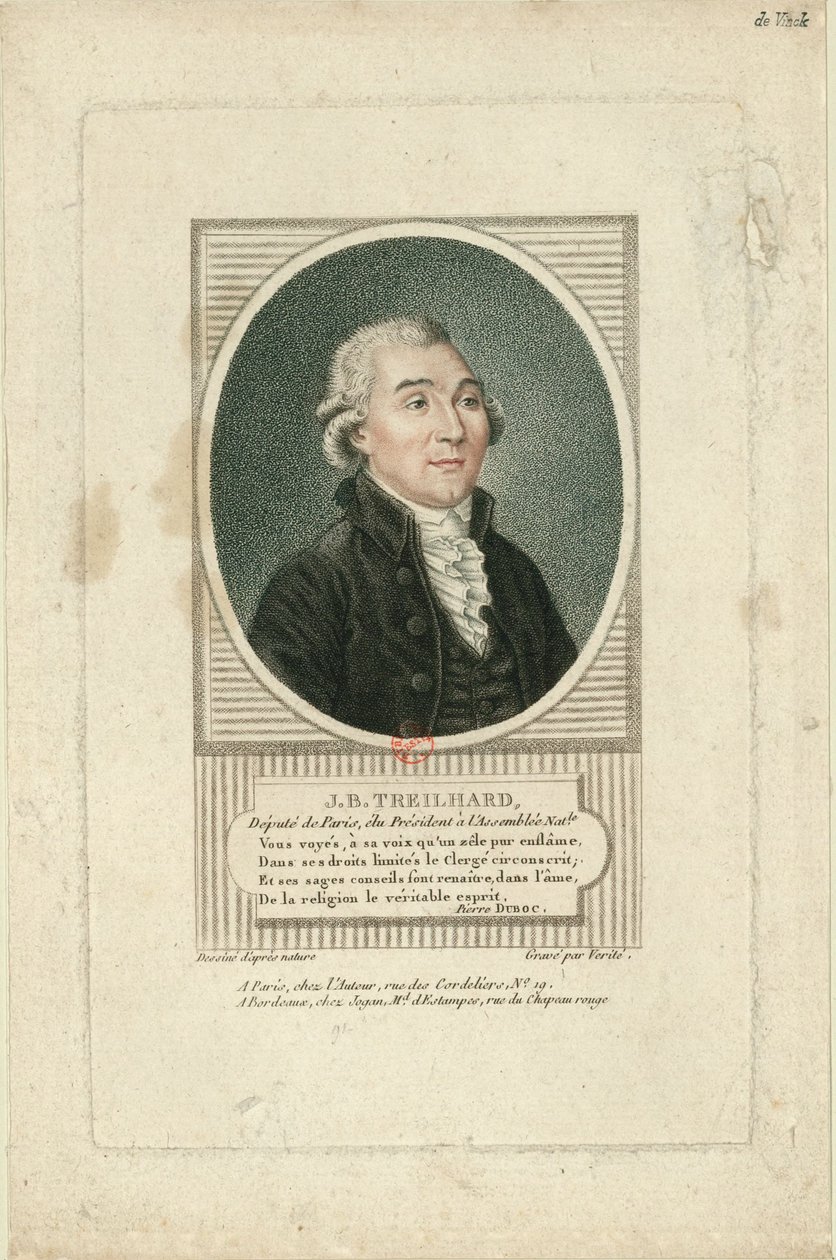 Jean-Baptiste Treilhardin muotokuva 1742-1810, n. 1790. tekijältä Jean Baptiste Verite