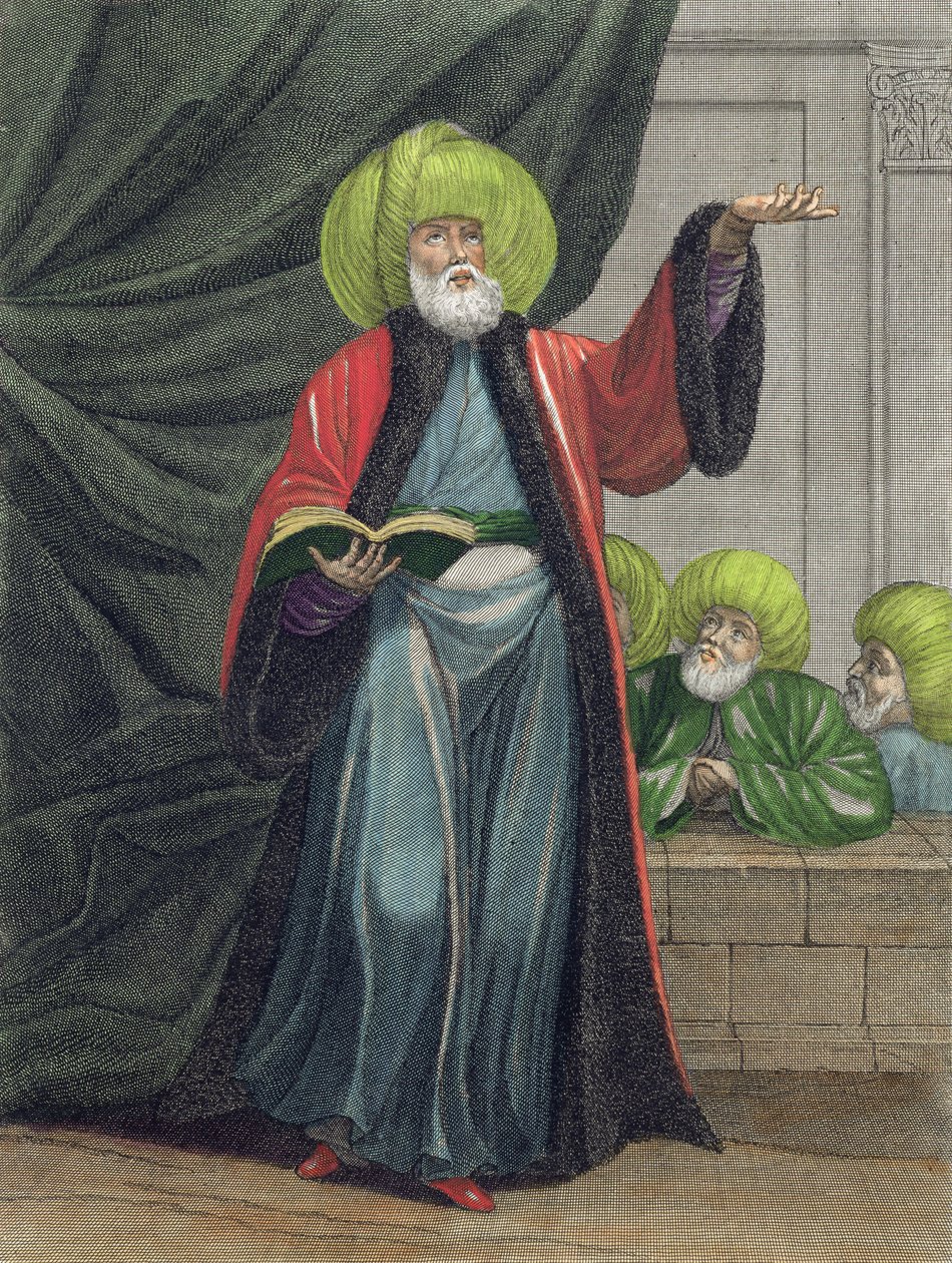 Mufti eli lain mestari, kilpi 20 kokoelmasta Sata vedosta, jotka edustavat Levantin eri kansakuntia, piirretty luonnosta maalattuihin maalauksiin..., kaiverrus Scotin, Gerard Jean Bapt tekijältä Jean Baptiste Vanmour