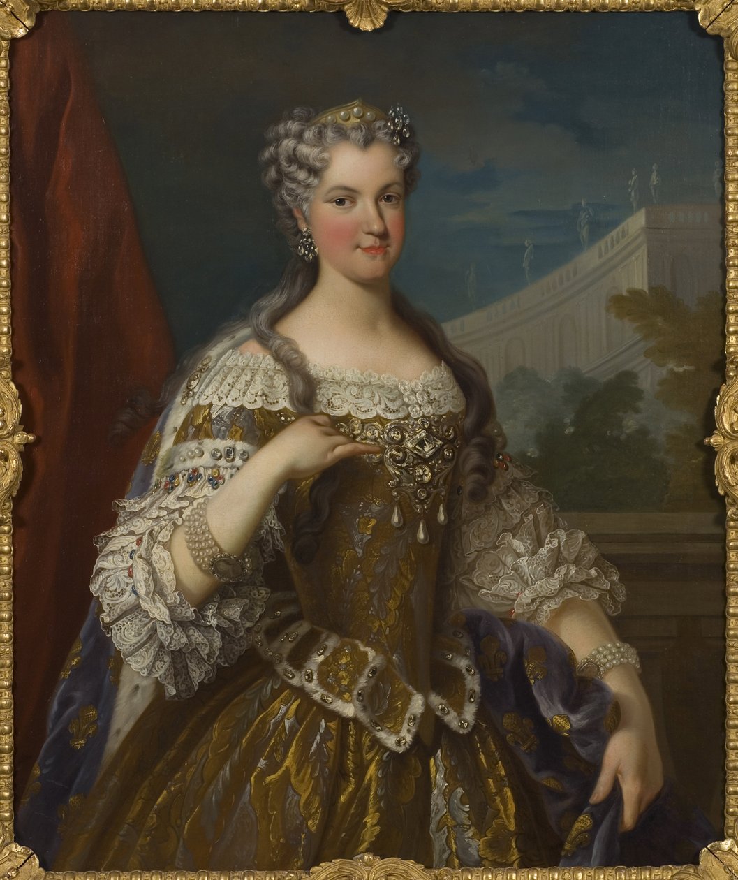 Marie Leszczynska (Leczinska), puolalainen aristokraatti ja Ranskan kuningatar - Muotokuva Ranskan kuningattaresta Marie Leszczynskasta (1703-1768), Van Loo, Jean Baptiste, Kopioi jälkeen (1684-1745). Öljy kankaalle. Koko: 104 x 82 cm. Tukholman kansallism tekijältä Jean Baptiste van Loo
