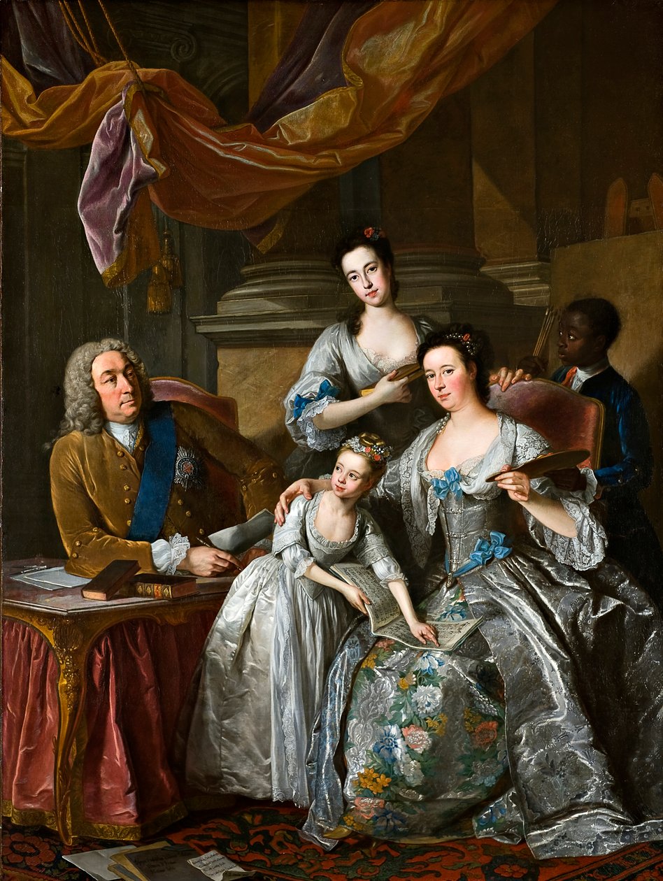 Richard Boyle, 3. Earl of Burlington ja 4. Earl of Cork, vaimonsa Dorothy Savilen ja heidän tyttäriensä kanssa (öljy kankaalle) tekijältä Jean Baptiste van Loo