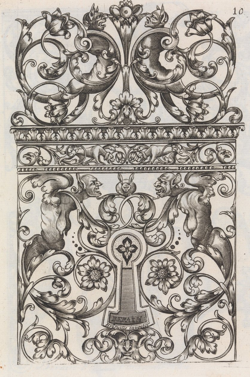 Lukkosepät, sivu 11 recto, n. 1663. tekijältä Jean Berain