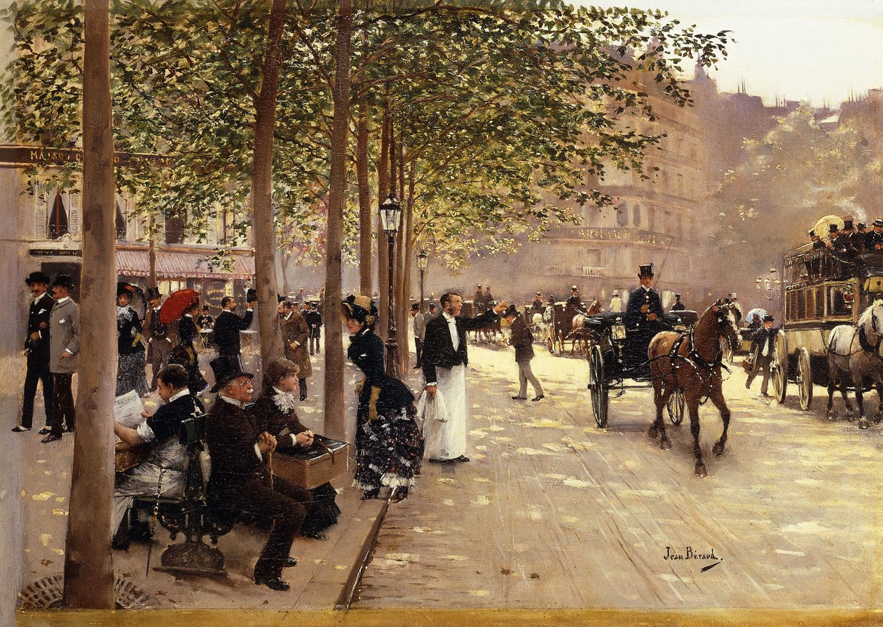 Paris Streetillä; Parisian Avenue, noin 1880 tekijältä Jean Beraud