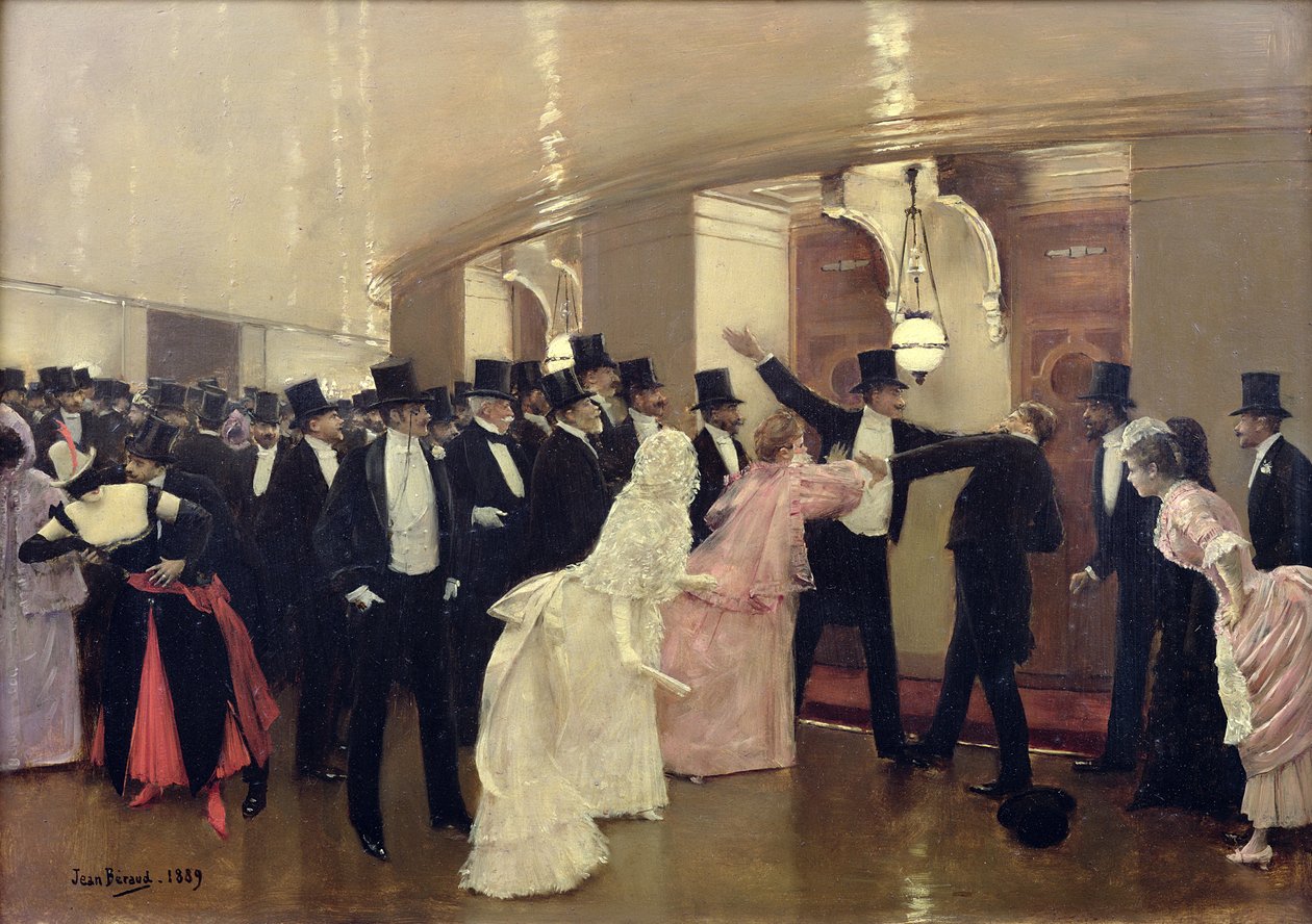 Väittely oopperan käytävillä, 1889 tekijältä Jean Beraud