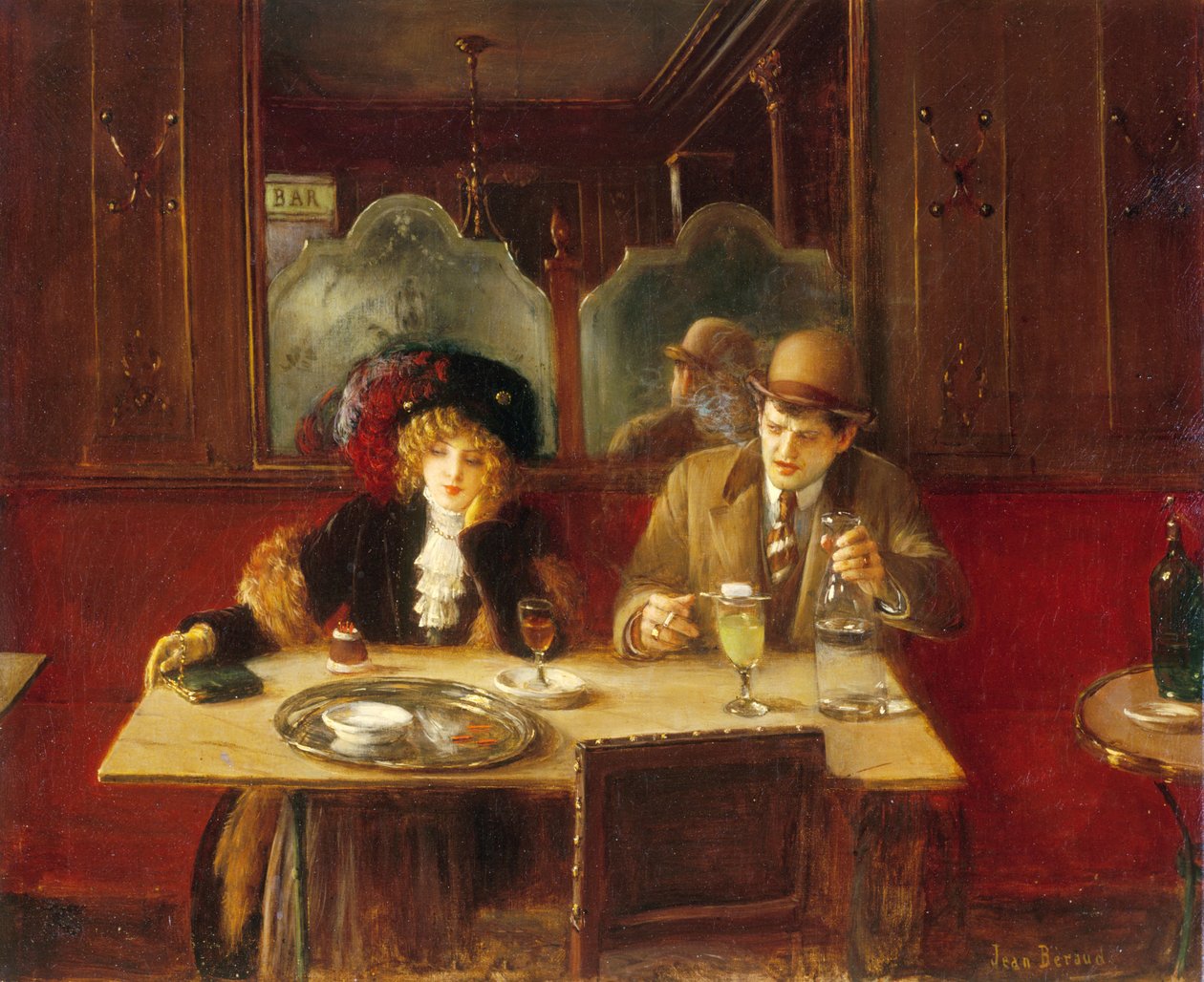 At the Cafe, Absinthe Drinkers, n.1909 (maalaus) tekijältä Jean Beraud