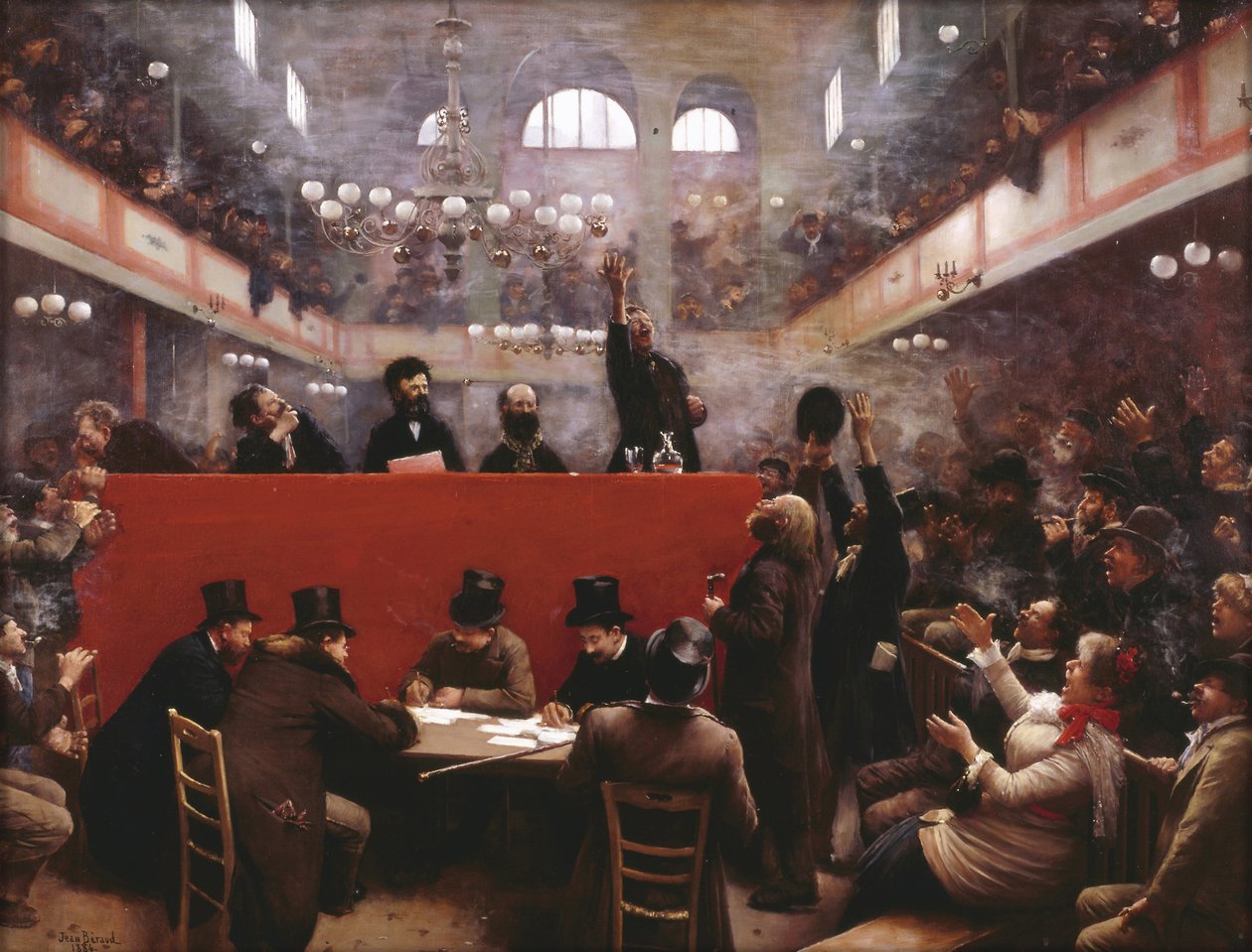 Graffardin kokoussalin kokouksessa Graffard Hallissa, 1884 tekijältä Jean Beraud