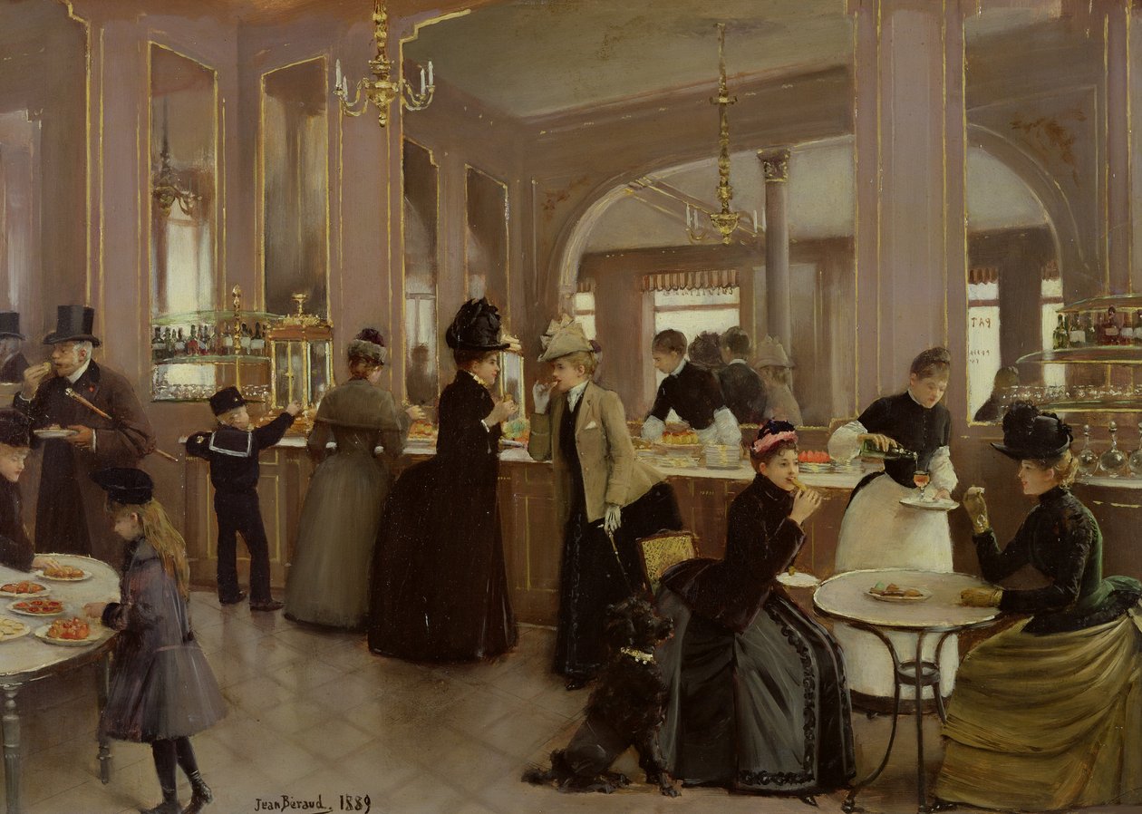 La pâtisserie Gloppe, Champs Elysees, 1889. tekijältä Jean Beraud
