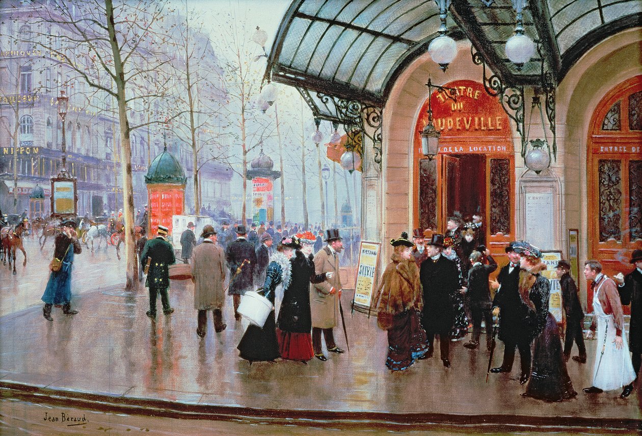 Pariisin Vaudeville-teatterin ulkopuolella tekijältä Jean Beraud