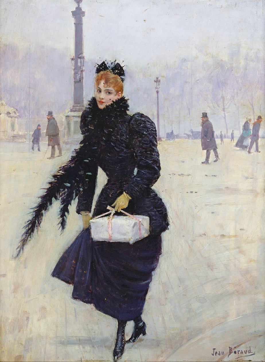 Pariisilainen nainen Place de la Concordessa, noin 1890 tekijältä Jean Beraud