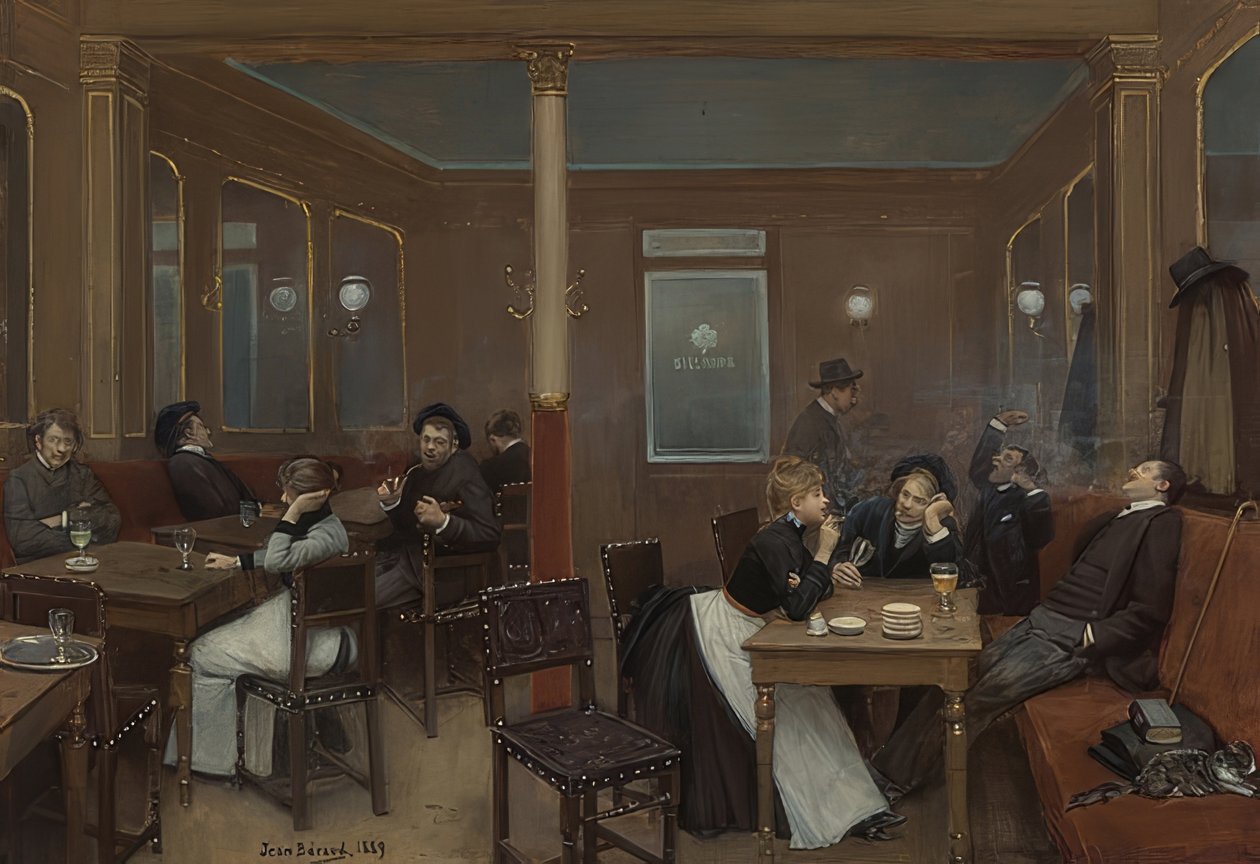 Studentenkneipe. 1889 tekijältä Jean Beraud