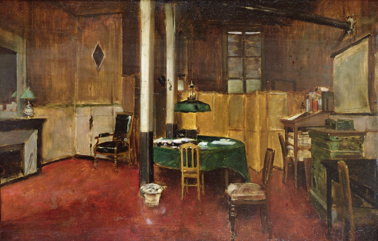 The Newsroom of Hansard, n.1889 (öljy puulle) tekijältä Jean Beraud