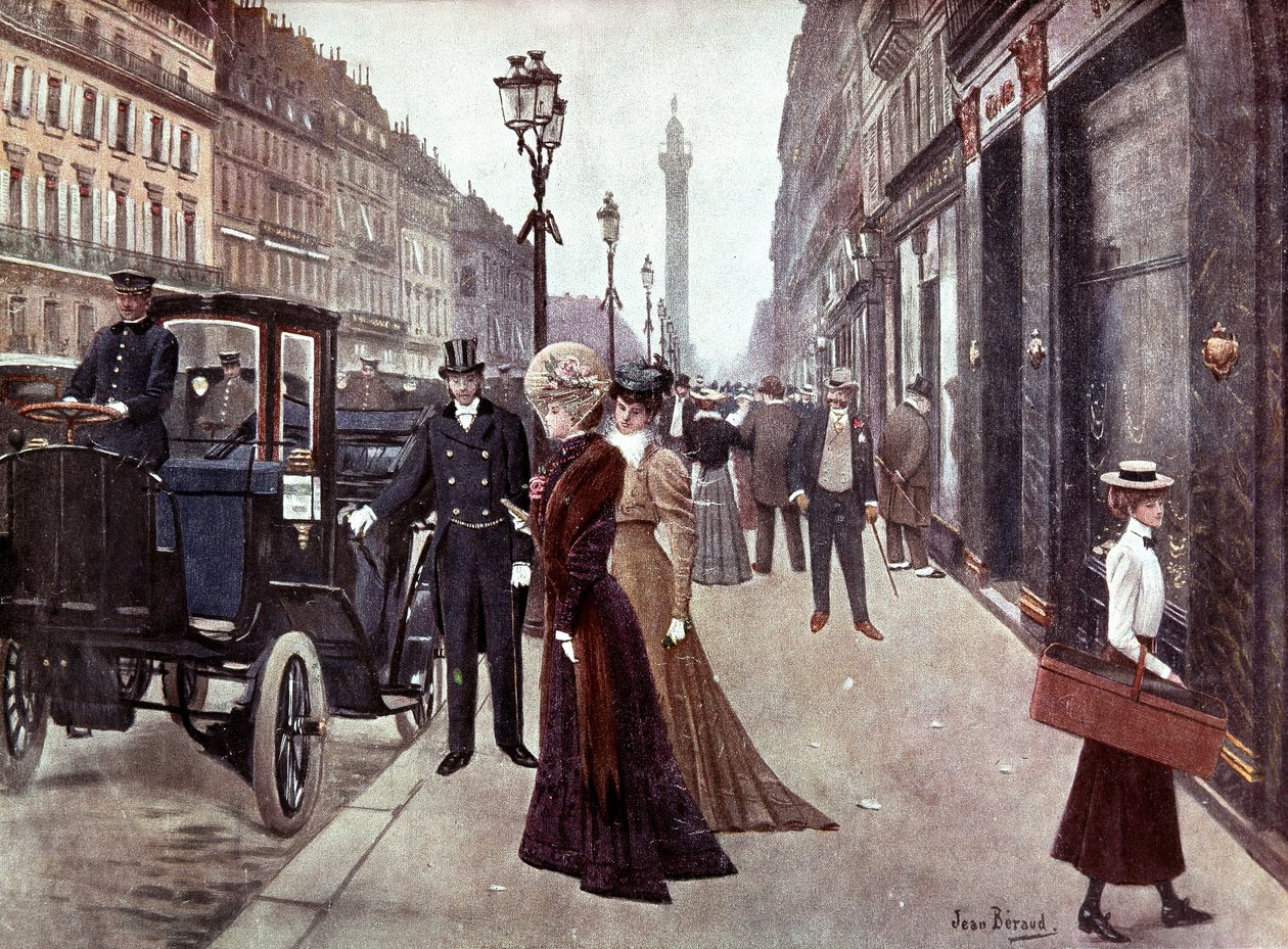 Rue de la Paix Pariisissa, n. 1900 (maalaus) tekijältä Jean Beraud