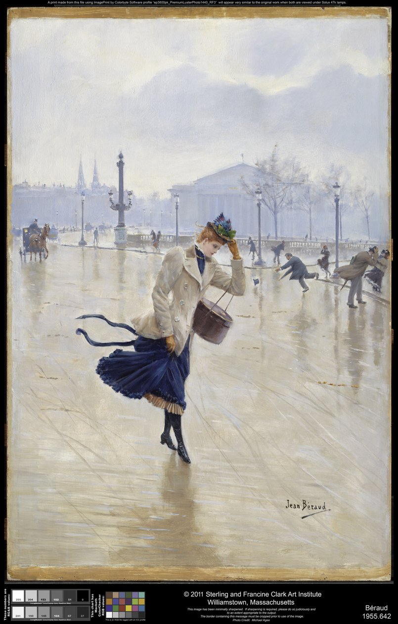Tuulinen päivä, Place de la Concorde, n. 1890 tekijältä Jean Beraud