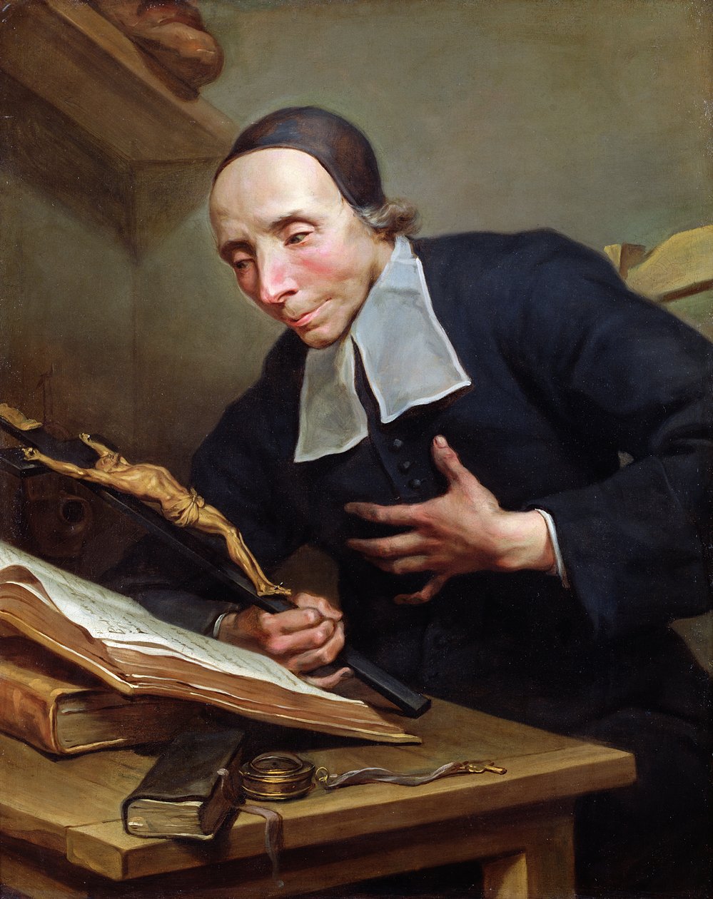 Apotti Firmin Tournuksen (1672-1733) muotokuva pitelemässä krusifiksia tekijältä Jean Bernard Restout