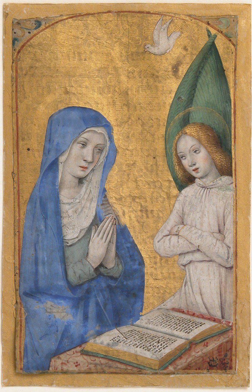 Käsikirjoitus lehti ja ilmestys Tuntikirjasta, ranska, n. 1485-90. tekijältä Jean Bourdichon