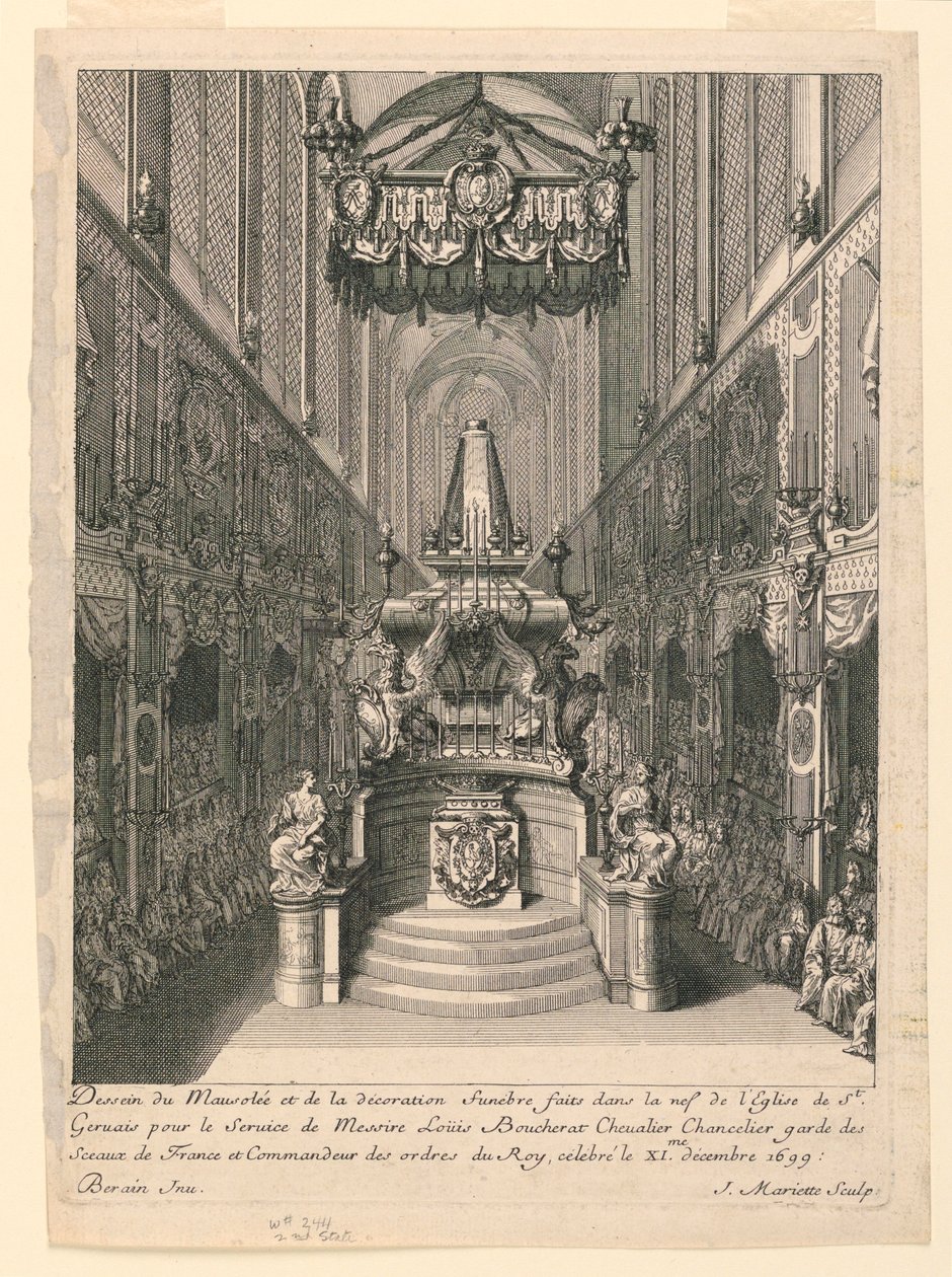 Louis Boucheratin katafalkki, toinen osavaltio, St. Gervais, Pariisi tekijältä Jean Bérain, the Elder