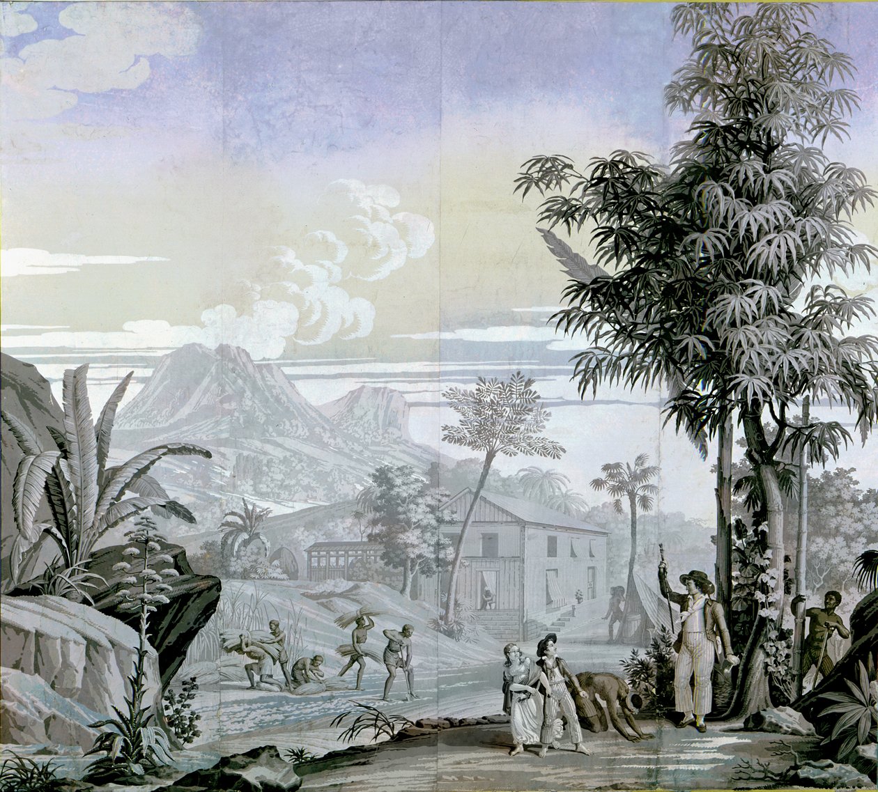 Lähdössä kävelylle, kuvitus Henri Bernardin de Saint-Pierren (1737-1814) teoksesta "Paul et Virginie" 1823 tekijältä Jean Broc