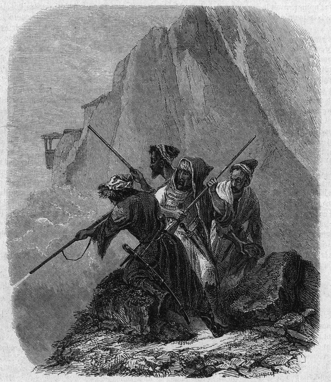 tšerkessilaissotilaat (alue Kaukasiassa) tekijältä Jean Charles Pauquet