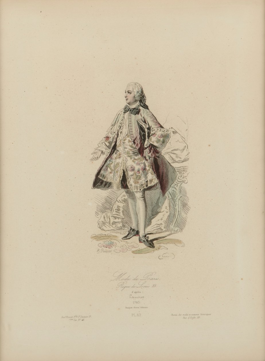 Pariisin muoti: Ludvig XV:n hallituskausi (käsinvärinen kaiverrus) tekijältä Jean Charles (1800 79) Pauquet