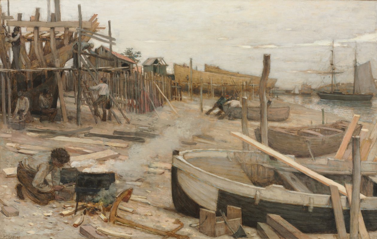 The Boatyard, noin 1875 tekijältä Jean Charles Cazin