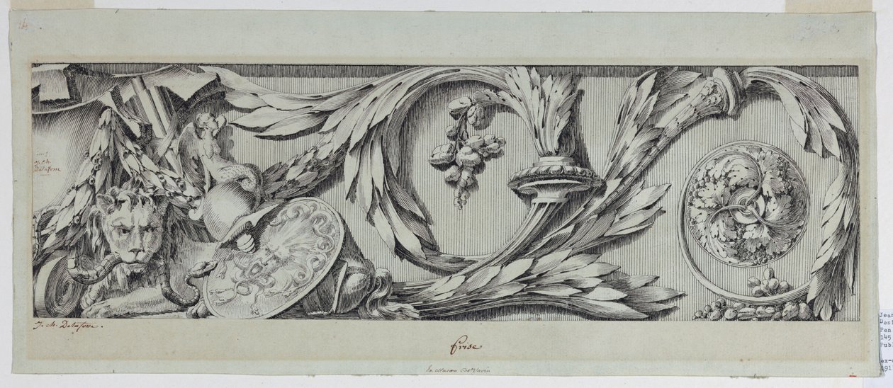 Piirustus, friisi ja Rinceau, 1775-80 tekijältä Jean Charles Delafosse