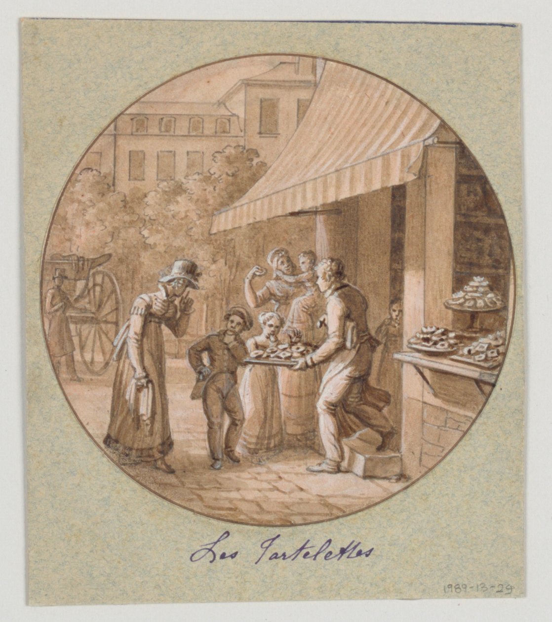 Suunnittelu maalatulle posliinilautaselle, Les Tartelettes (Little Tarts) Service des Objets de Dessertsille (jälkiruokapalvelu) tekijältä Jean Charles Develly